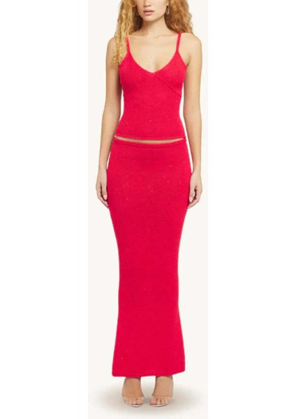 Carolina Sequin Camisole: Şık V Yaka Kadın Bluz - Rossa