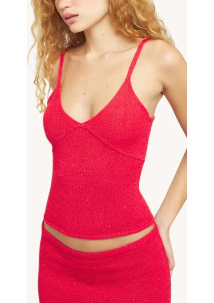 Carolina Sequin Camisole: Şık V Yaka Kadın Bluz - Rossa modelleri