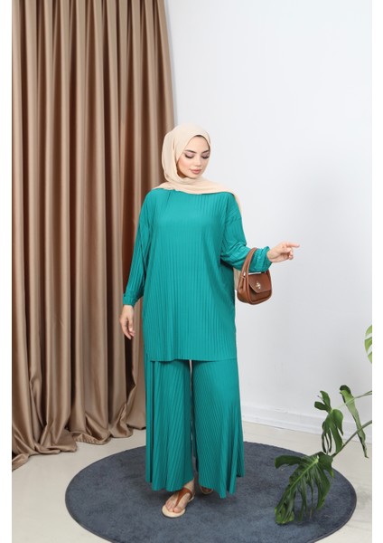 Piliseli Bol Kesim Pantolonlu Takım indirimleri