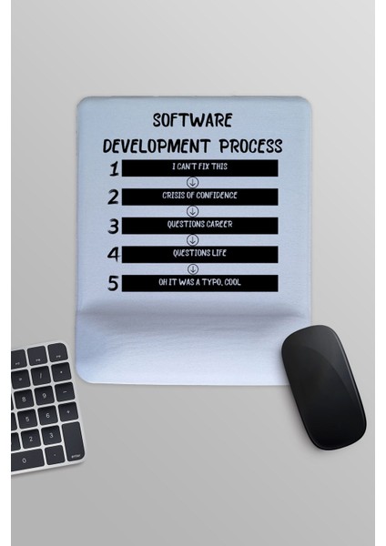 Software Development Process Yazılımcı Eğlenceli Baskılı Dikdörtgen Bilek Destekli Mousepad