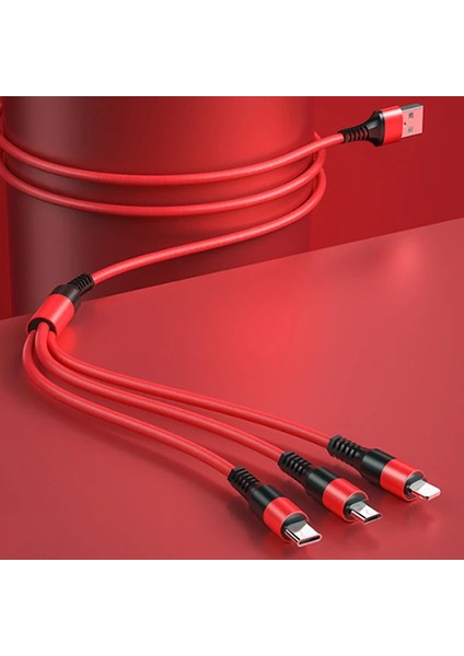 Wekome 3WDC-125 In1 Type-C+Iphone+Micro USB Şarj Kablsu 1.20CM-(1903) - KA4661-7490