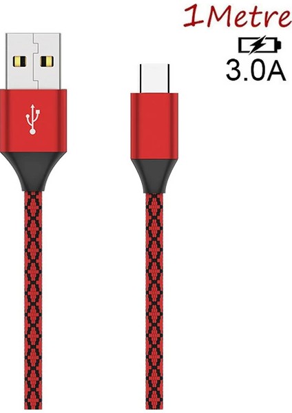 Ally USB Type C 3.0A Hızlı Kopmaz Halat USB Şarj Kablosu 1MM-(1903) - KA4037-5325