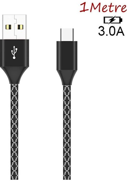 Ally USB Type C 3.0A Hızlı Kopmaz Halat USB Şarj Kablosu 1MM-(1903) - KA4037-5325 fiyatları
