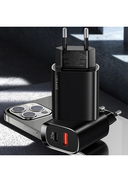 Usams iPhone 20W Qc3.0 + Pd3.0 Hızlı Şarj Başlık US-CC121 T35-(1903) - KA7214-2520 modelleri