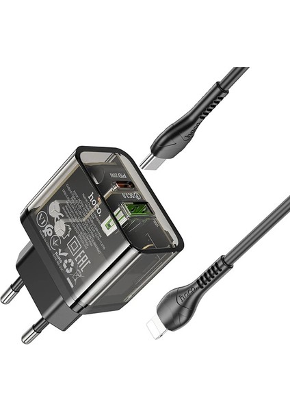 Hoco N34 PD20W Usb+Type-C + iPhone Lightning Kablo Hızlı Şarj Adaptör SETI-(1903 - KA9982-4702 modelleri