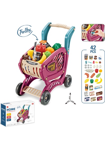 Çocuklar Için Ev Alışveriş Arabası Simülasyon Sebze ve Meyve Süpermarket Alışveriş Arabası (Yurt Dışından)