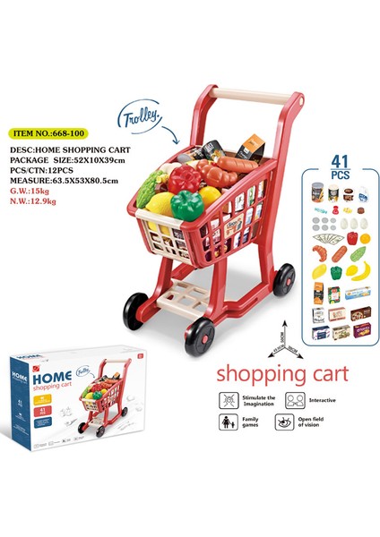 Çocuklar Için Ev Alışveriş Arabası Simülasyon Sebze ve Meyve Süpermarket Alışveriş Arabası (Yurt Dışından)