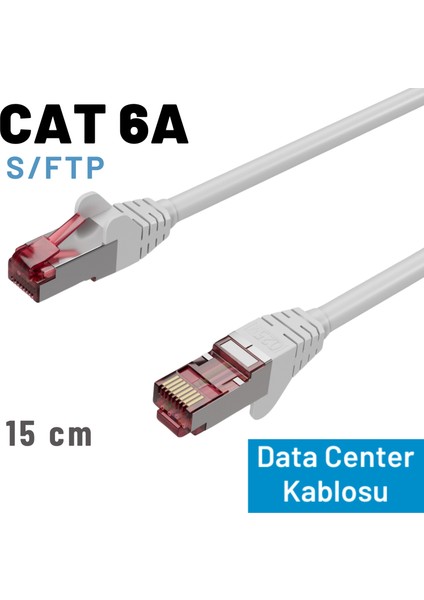 12 Adet Irenıs Cat 6A S/ftp Ethernet Data Center Kablosu, 15 cm