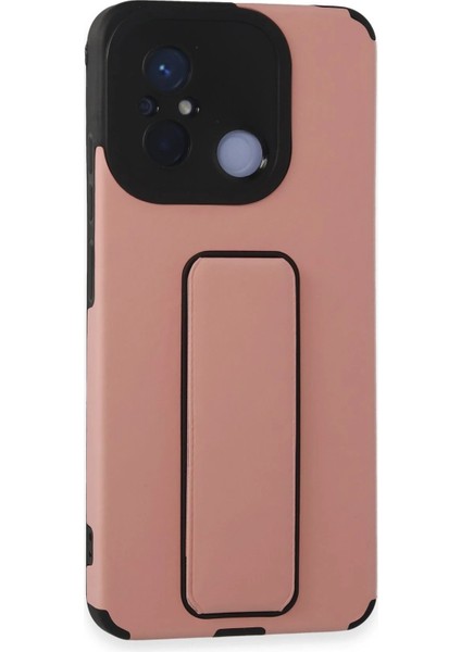 Xiaomi Redmi 12C Kılıf Mega Standlı Silikon - Pudra - KA1690-3410