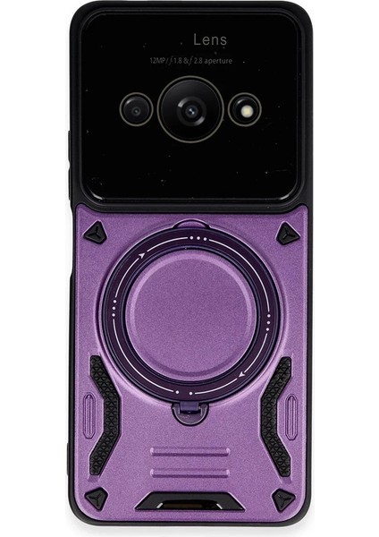 Xiaomi Poco C61 Kılıf Joy Lens Standlı Kapak - Mor - KA1212-8416
