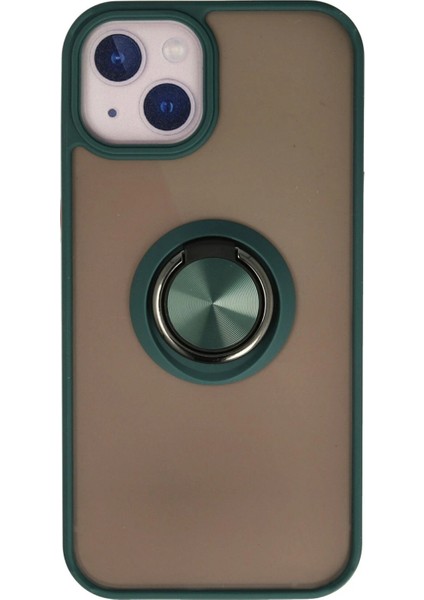 iPhone 15 Kılıf Montreal Yüzüklü Silikon Kapak - Yeşil - KA7112-6876
