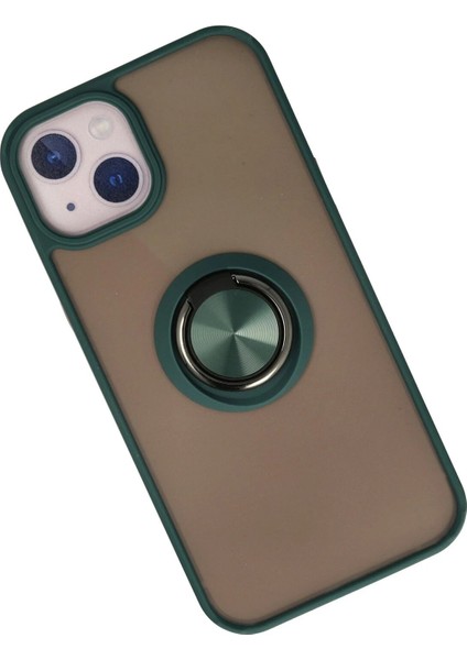 iPhone 15 Kılıf Montreal Yüzüklü Silikon Kapak - Yeşil - KA7112-6876
