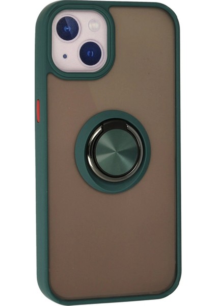 iPhone 15 Kılıf Montreal Yüzüklü Silikon Kapak - Yeşil - KA7112-6876