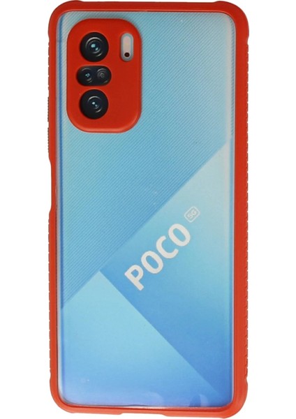 Xiaomi Poco F3 Kılıf Miami Şeffaf Silikon - Kırmızı - KA4850-7131