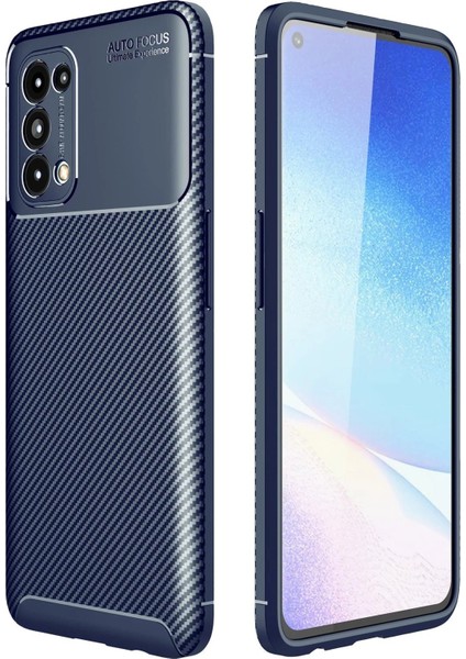 Oppo Reno 5 Kılıf Auto Focus Karbon Kapak - Lacivert - KA7532-7523
