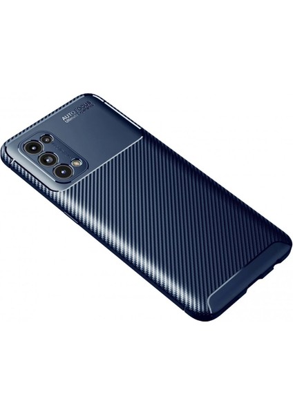 Oppo Reno 5 Kılıf Auto Focus Karbon Kapak - Lacivert - KA7532-7523