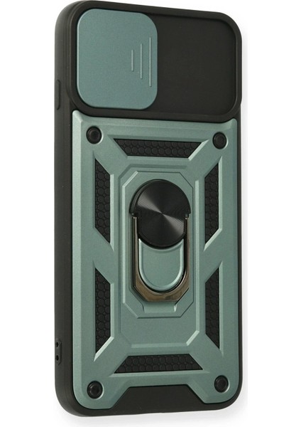 iPhone 7 Plus Kılıf Pars Lens Yüzüklü Silikon - Yeşil - KA8066-4692