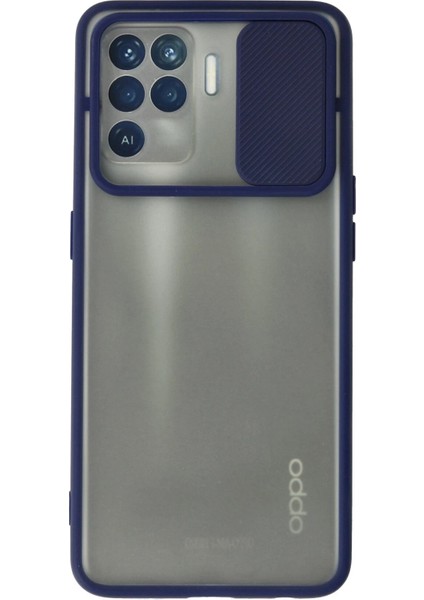 Oppo Reno 5 Lite Kılıf Palm Buzlu Kamera Sürgülü Silikon - Lacivert - KA8247-9046