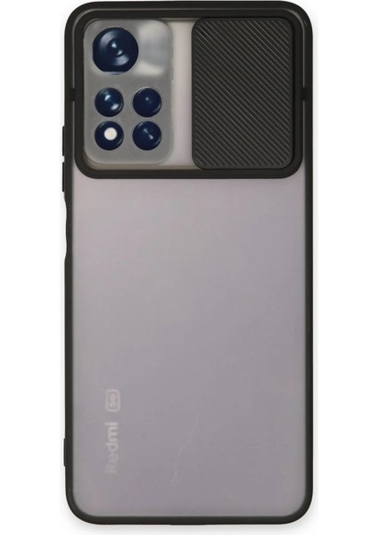 Xiaomi Redmi Note 11T Kılıf Palm Buzlu Kamera Sürgülü Silikon - Siyah - KA3830-3524