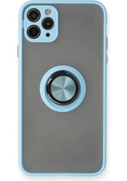 iPhone 11 Pro Kılıf Montreal Yüzüklü Silikon Kapak - Buz Mavi - KA6639-8314