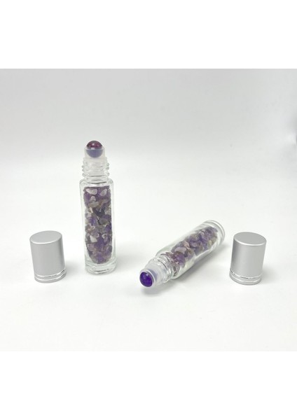 Renkli Doğal Taş Esans Şişesi ve Roller Masaj Aleti 10ML fırsatları