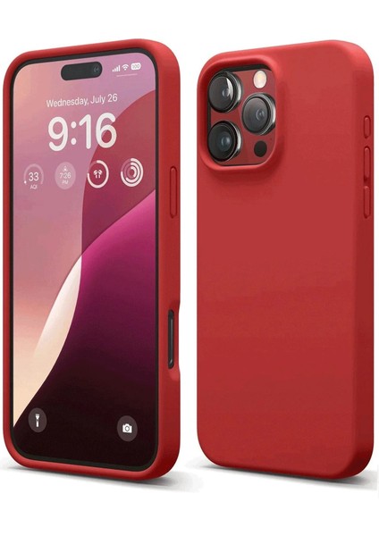 iPhone 16 Pro Max Kılıf Nano Içi Kadife Silikon - Kırmızı - KA1345-4308