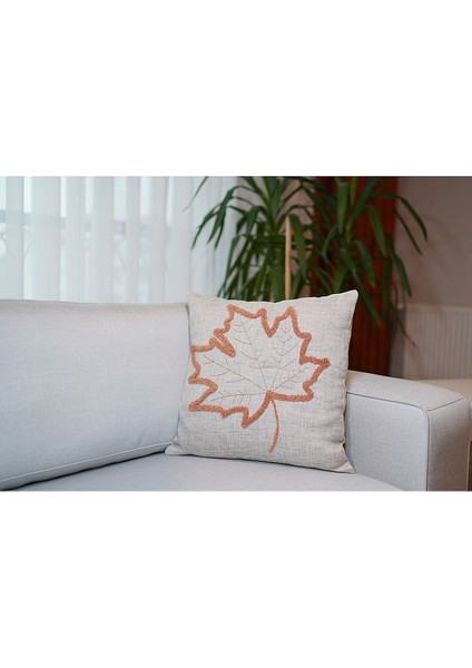 Homesepet Punch Nakışlı Keten Kırlent Kılıfı Çınar Yaprağı Desenli ( 2 Adet) fiyatları