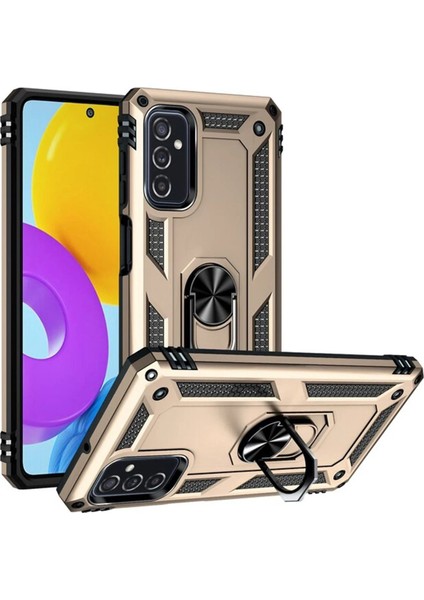 Samsung Galaxy M52 5g Kılıf Sofya Yüzüklü Silikon Kapak - Gold - KA6941-3201