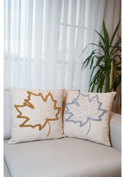 Homesepet Punch Nakışlı Keten Kırlent Kılıfı Çınar Yaprağı Desenli ( 2 Adet) fiyatları