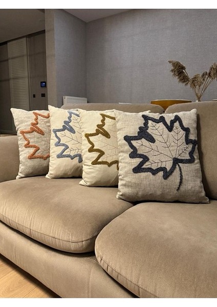 Homesepet Punch Nakışlı Keten Kırlent Kılıfı Çınar Yaprağı Desenli ( 2 Adet) modelleri