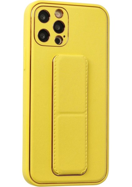 iPhone 12 Pro Kılıf Coco Deri Standlı Kapak - Sarı - KA9542-1919 fiyatları