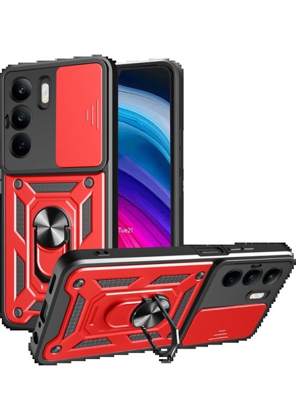 Realme C75 4g Kılıf Pars Lens Yüzüklü Silikon - Kırmızı - KA4828-5908