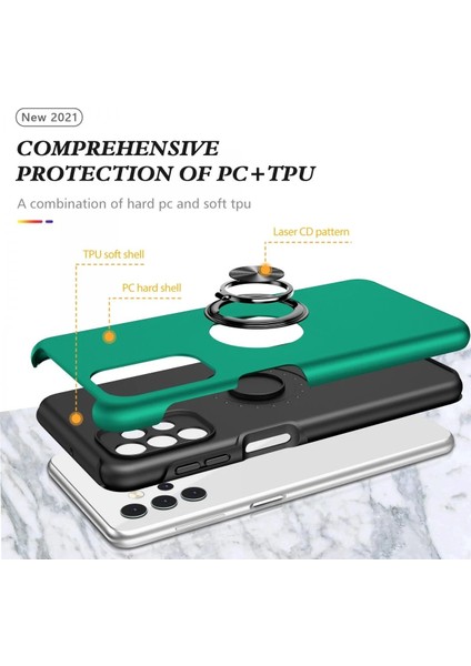 Samsung Galaxy A72 Kılıf Elit Yüzüklü Kapak - Yeşil - KA3706-1137 fiyatları