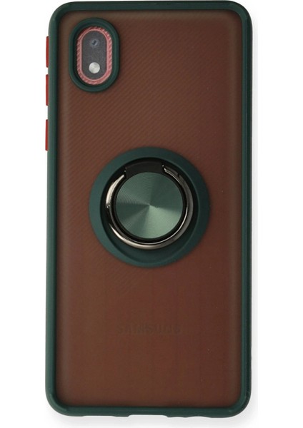 Samsung Galaxy A01 Core Kılıf Montreal Yüzüklü Silikon Kapak - Yeşil - KA3707-1013