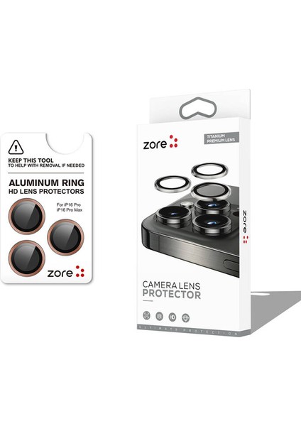 Apple iPhone 16 Pro Zore Cl-12 Premium Safir Parmak Izi Bırakmayan Anti-Reflective Kamera Lens Koruyucu