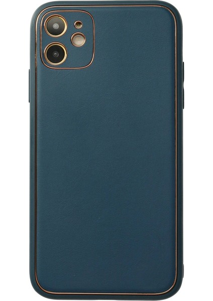 iPhone 12 Kılıf Coco Deri Silikon Kapak - Mavi - KA3369-9270