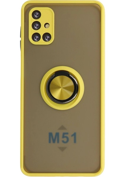 Samsung Galaxy M51 Kılıf Montreal Yüzüklü Silikon Kapak - Sarı - KA1869-7574