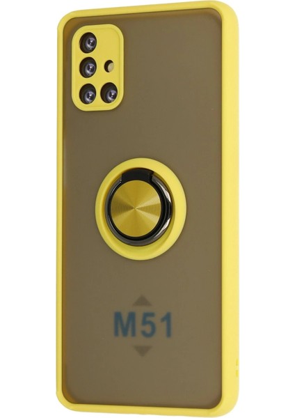 Samsung Galaxy M51 Kılıf Montreal Yüzüklü Silikon Kapak - Sarı - KA1869-7574 fiyatları