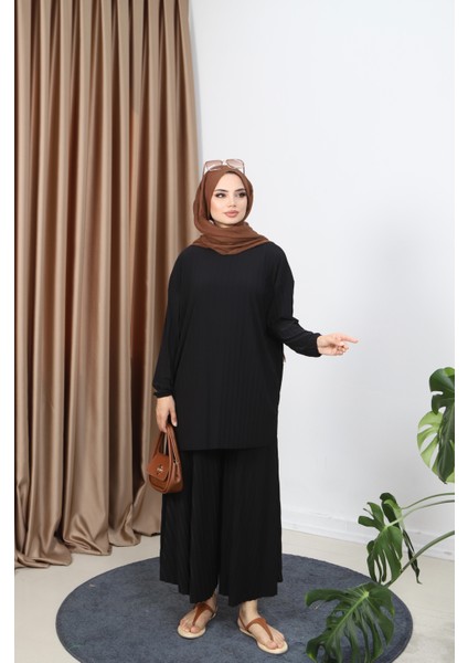 Piliseli Bol Kesim Pantolonlu Takım indirimleri