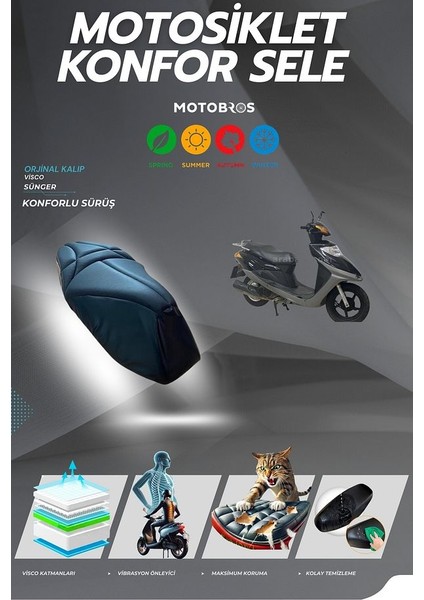 Honda Fizy Özel Kalıp Visco Süngerli Ultra Konforlu Konfor Sele