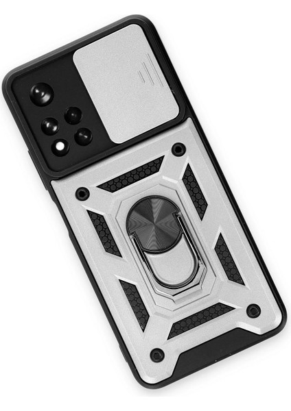 Xiaomi Redmi Note 11T Kılıf Pars Lens Yüzüklü Silikon - Gümüş - KA5193-9552