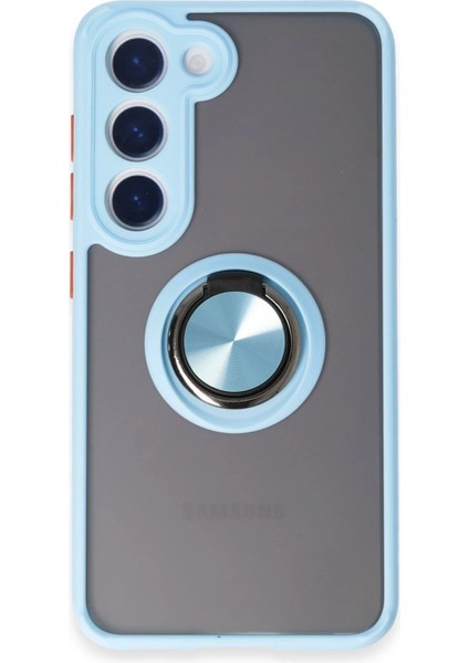 Samsung Galaxy S23 Kılıf Montreal Yüzüklü Silikon Kapak - Buz Mavi - KA7531-7581