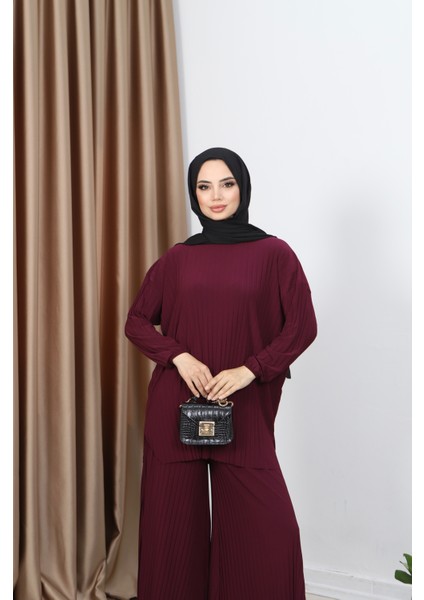 Piliseli Bol Kesim Pantolonlu Takım modelleri