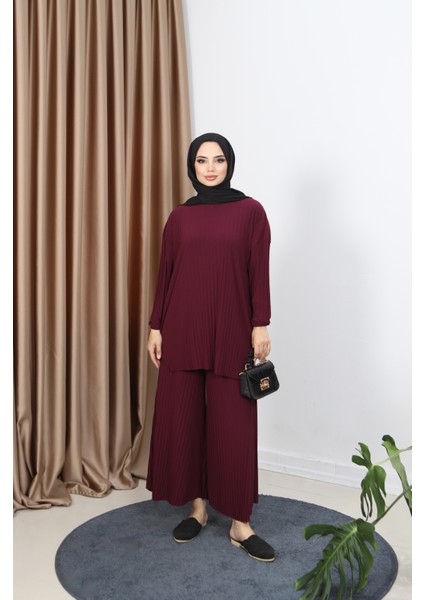 Piliseli Bol Kesim Pantolonlu Takım indirimleri