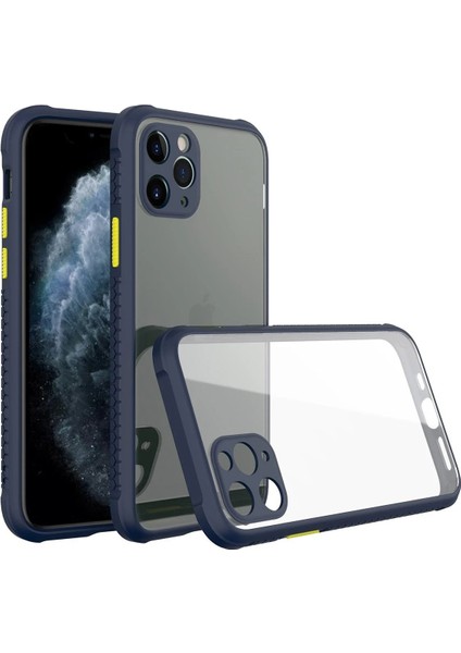 iPhone 11 Pro Max Kılıf Miami Şeffaf Silikon - Lacivert - KA5026-5401