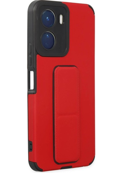 Vivo Y16 Kılıf Mega Standlı Silikon - Kırmızı - KA2739-4919