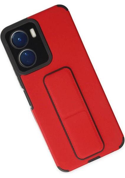 Vivo Y16 Kılıf Mega Standlı Silikon - Kırmızı - KA2739-4919