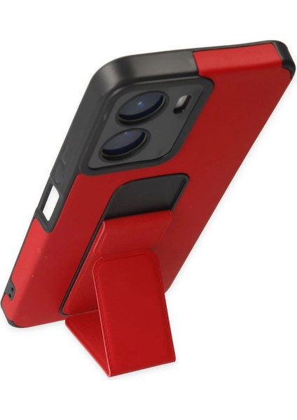 Vivo Y16 Kılıf Mega Standlı Silikon - Kırmızı - KA2739-4919