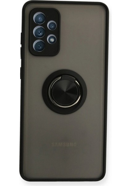 Samsung Galaxy A72 Kılıf Montreal Yüzüklü Silikon Kapak - Siyah - KA8500-2952