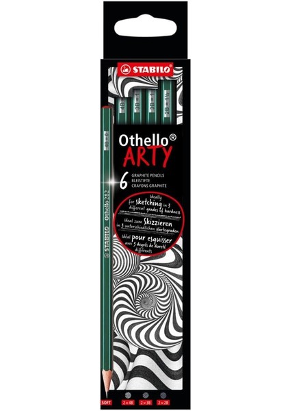 Othello Arty - Kurşun Kalem - Sertlik Derecesi Yumuşak, Her Biri 2 x 4b, 3b,2b - 6'lı Paket